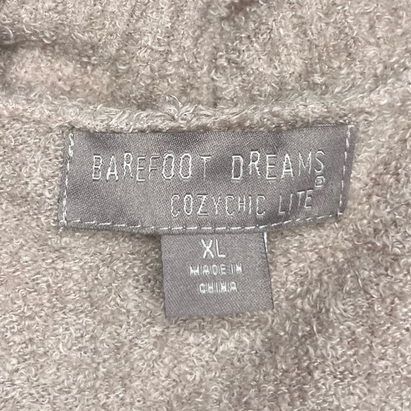 BAREFOOT DREAMS Cozy Chic Lite Super Soft Cream Tan Knit Cardigan Fall Sweater - Picture 5 of 8